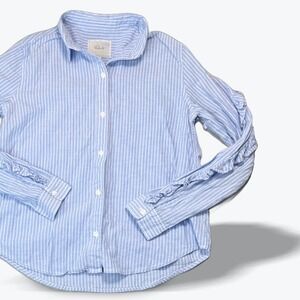 Rails Lizzi Bellflower White Striped Ruffle Sleeve Button Down Blouse XS Cotton